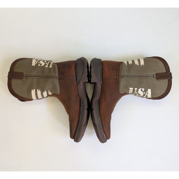 Durango Kids Rebel USA Western Cowboy Boot Army Green Size 4M Women's 6 - Picture 4 of 9